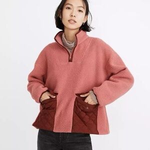 Madewell (Re)sourced Women’s Cropped Sherpa Fleece Quilted Sweater Size XXS